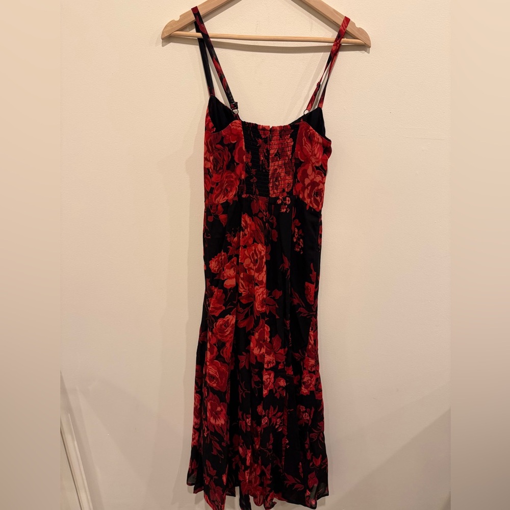 Reformation Eridania Dress – Black & Red Floral (Size 2)